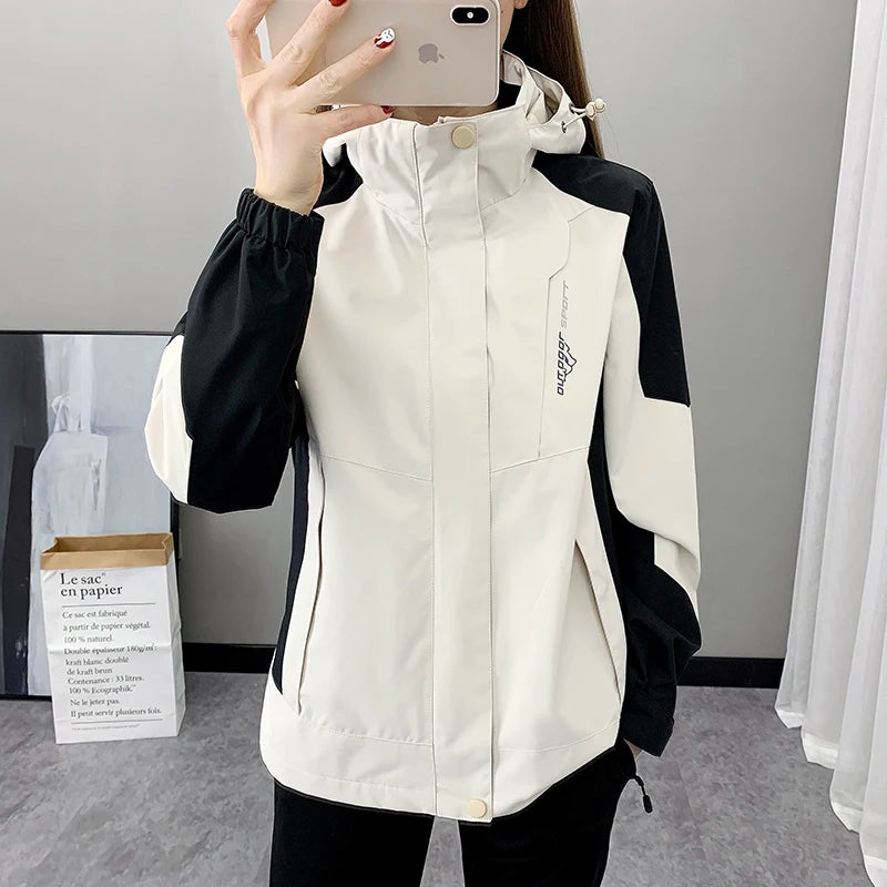 Women's Winter Apparel: Waterproof, Hooded, Outdoors Climbing, Hiking, Running Sports Patchwork Jacket / Rungear