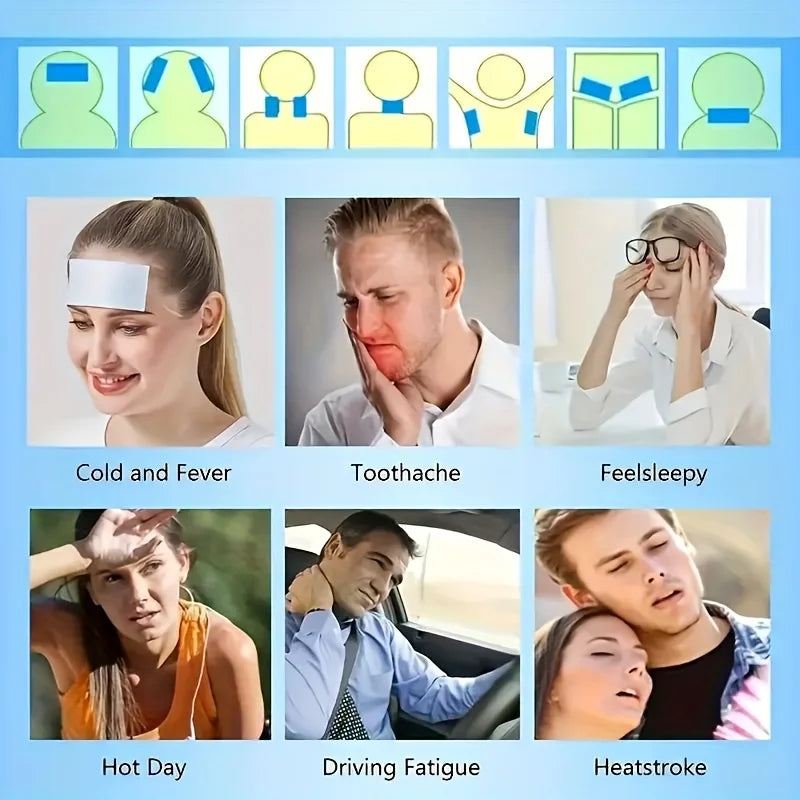 Cooling Gel Patches – Instant Physical Cooling Sheets for Fever, Heatstroke & Summer Relief | Adults & Kids