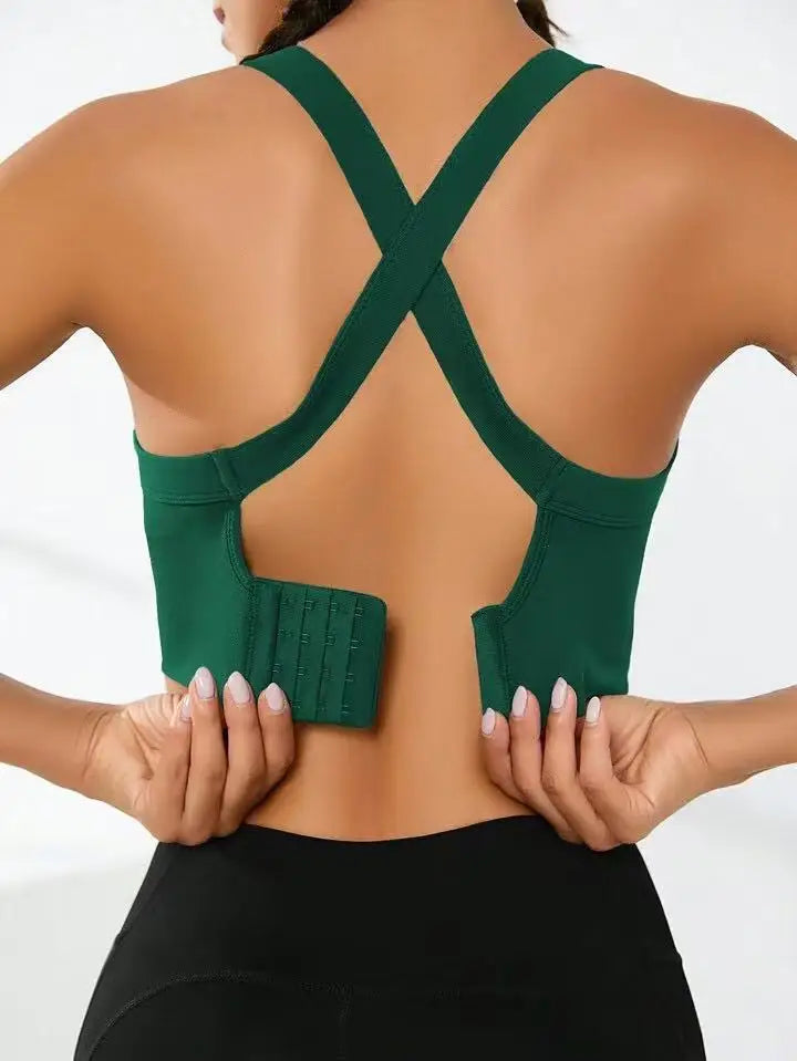 Women's Cross-Back Sports Bra – Adjustable, No Pad, All-Sport Fit