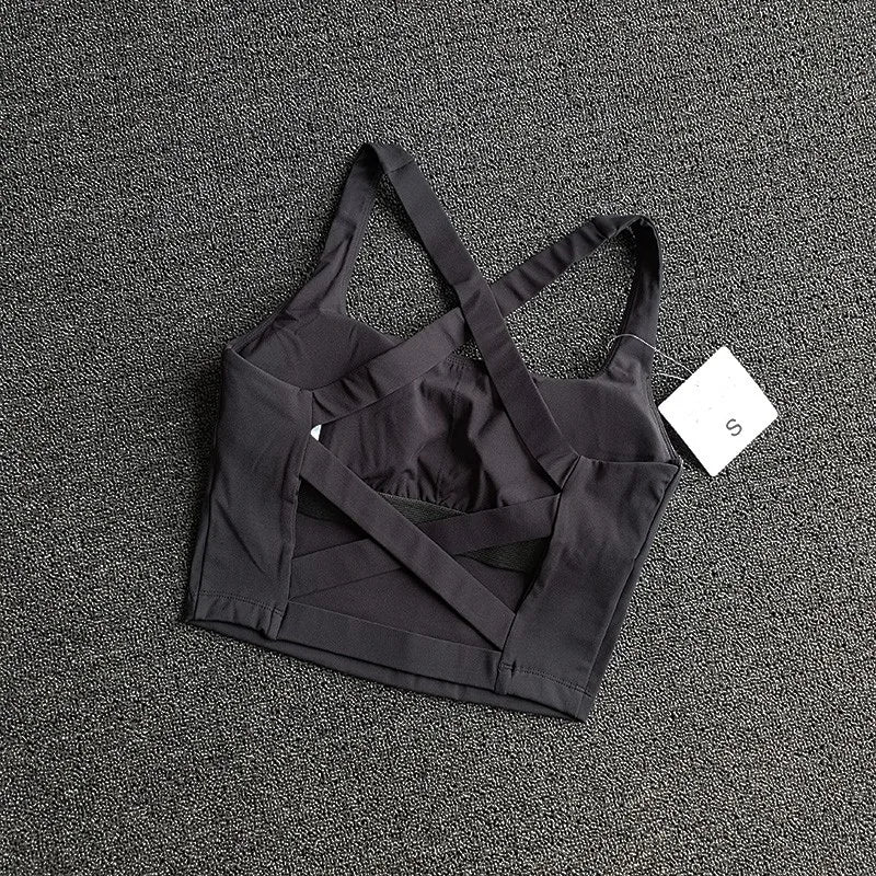 Women's Cross-Strap Wrap Sports Bra | Breathable Push-Up Gym & Yoga Bralette | RUNGEAR