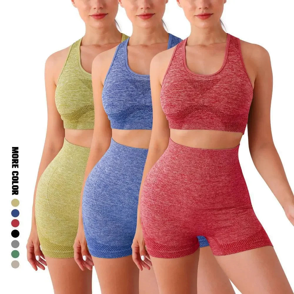 Women's Quick-Dry Sets: Seamless Shorts and Sports Bra Workout Sets for Fitness, Running, Workouts / Rungear