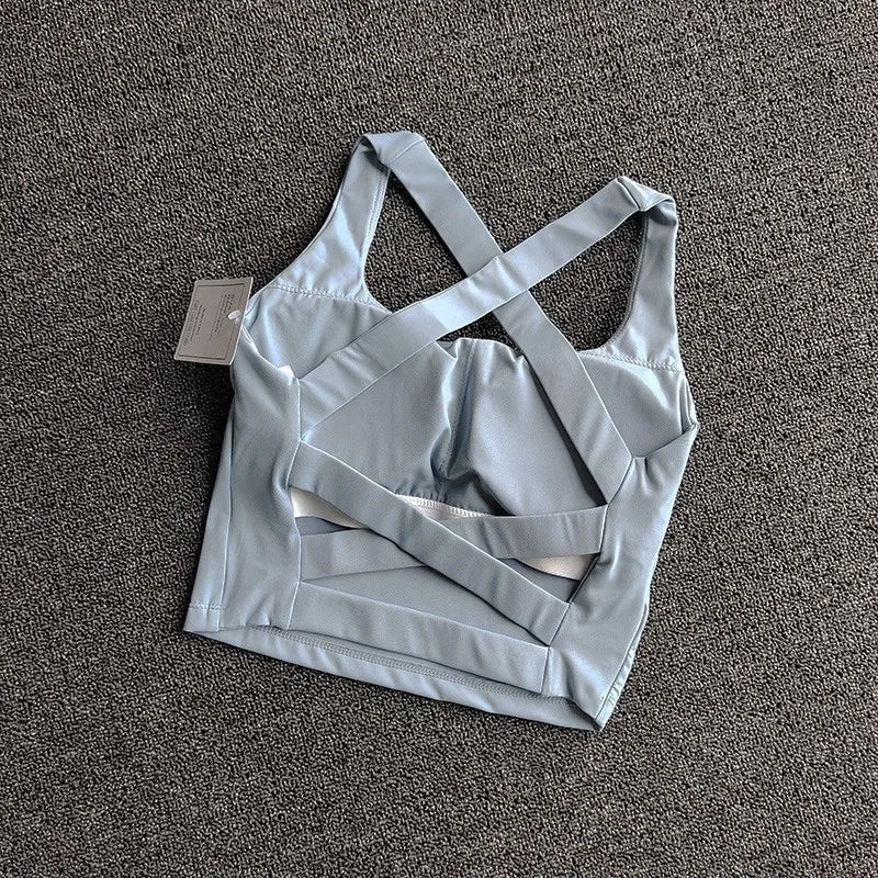 Women's Cross-Strap Wrap Sports Bra | Breathable Push-Up Gym & Yoga Bralette | RUNGEAR