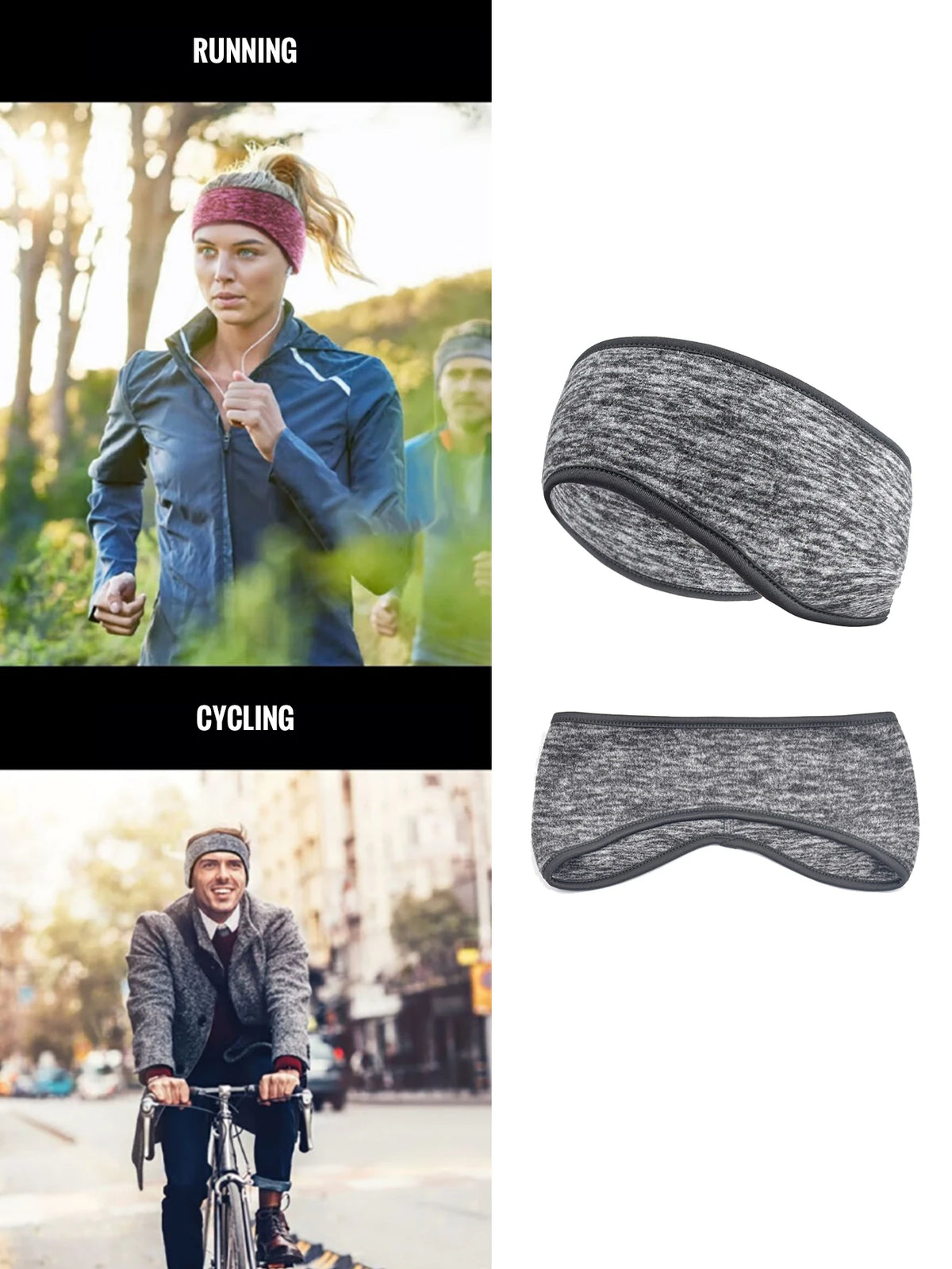 WRELS Windproof Fleece Ear Warmer Headband | Running, Cycling & Yoga | 5 Colours