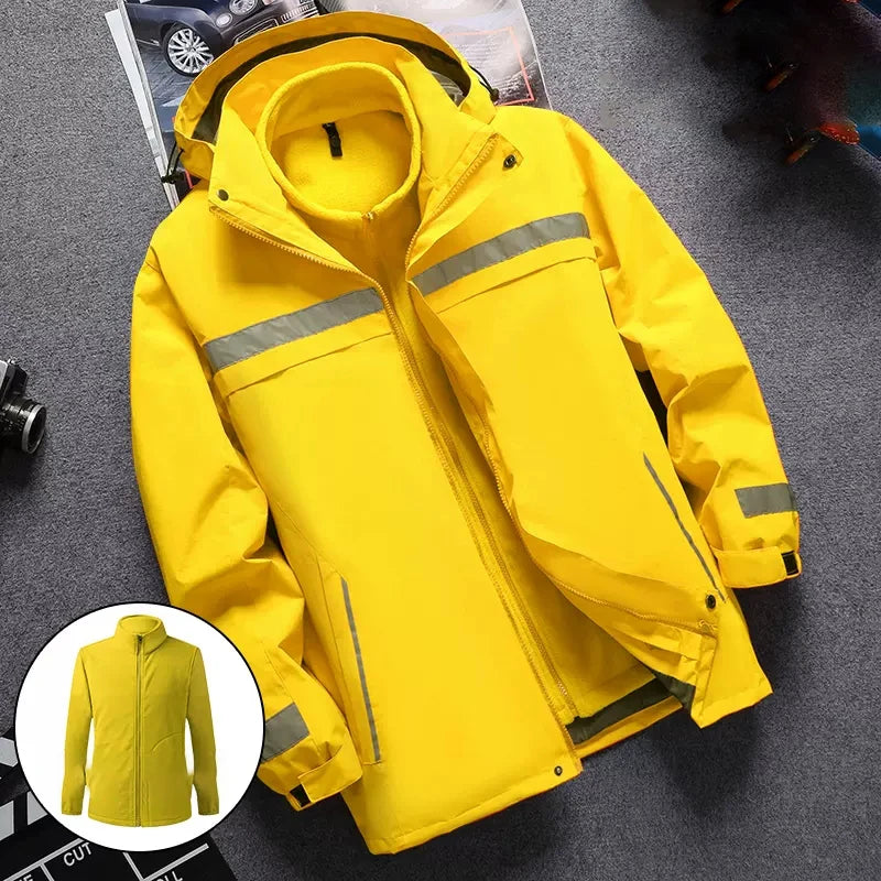 Plus Size High Visibility Waterproof Windproof Safety Jacket Reflective with Detachable Liner