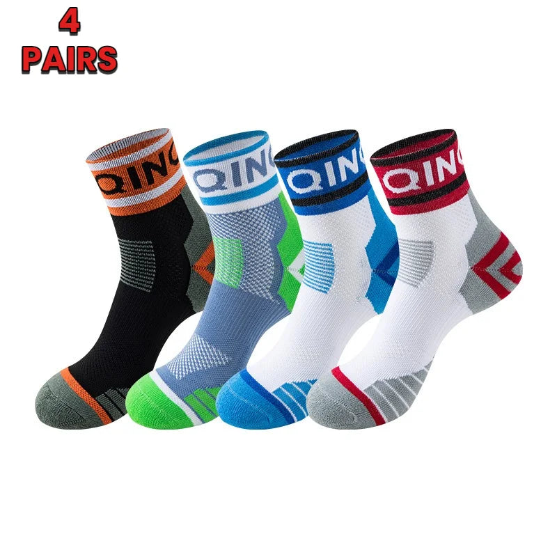 Marathon Sport Ankle Socks – 4-Pair Pack, Shock-Absorbing, Anti-Slip & Breathable