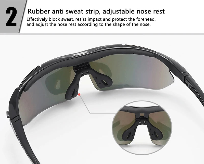 UV400 Sports Sunglasses with 5 Interchangeable Lenses | Running, Cycling & Outdoor