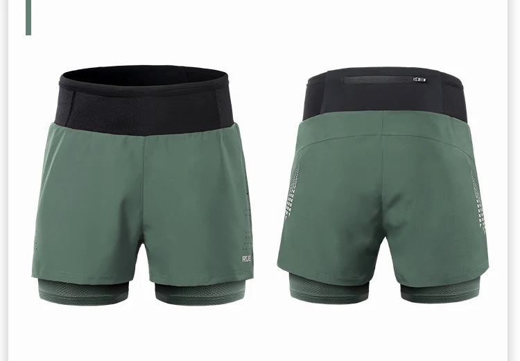 Men's 2 in 1 High Waist Training Gym Fitness Workout Sports Shorts Pants Double Layer B233