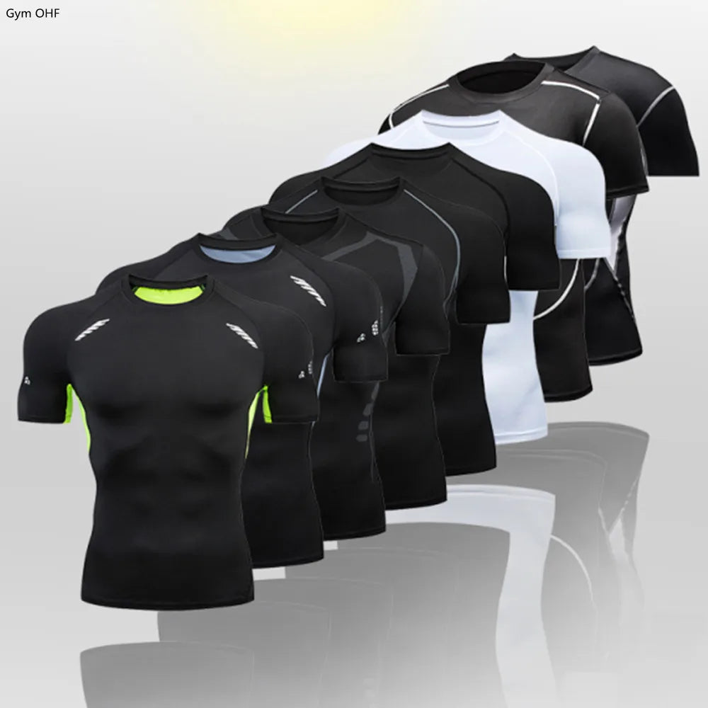 Men's Compression Training Shirt – Short Sleeve Rashguard for Running & Gym Workouts