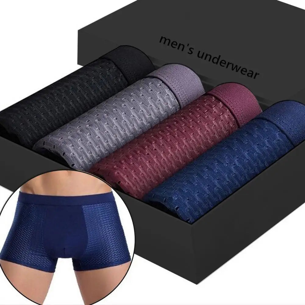 Men's Bamboo Boxer Shorts – 4-Pack, Breathable, Slim Fit | Everyday Comfort Underwear | XXL