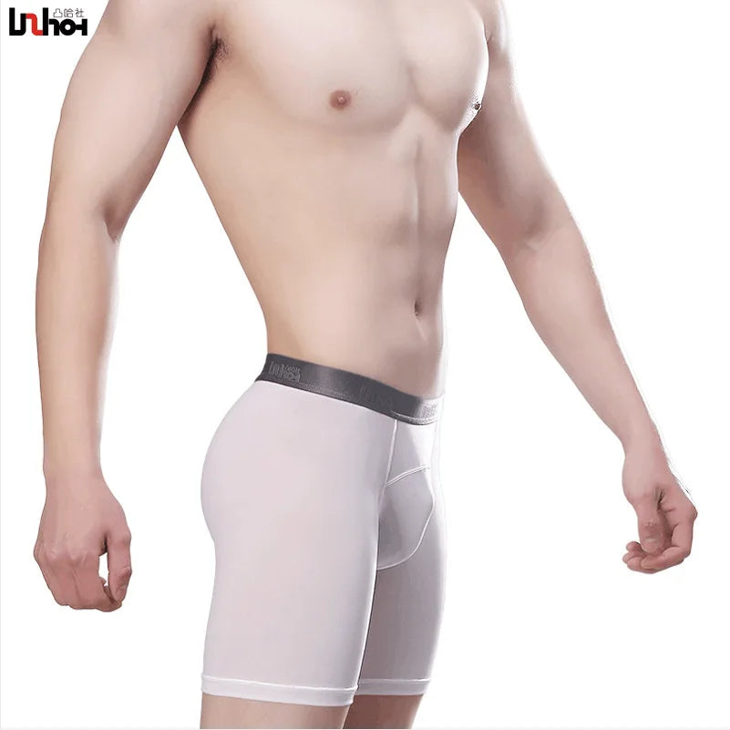 Men's Quick-Dry Compression Boxer Briefs | Long-Leg U-Pouch Sports Underwear