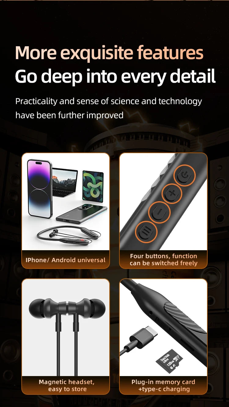 BT8 Wireless Bluetooth Headphones Outdoor Sports 5.3 With Touch Control Charging Display