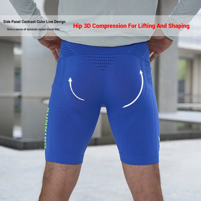 Men's Compression Running Shorts with Pockets | Quick-Dry Nylon-Elastane Athletic Shorts