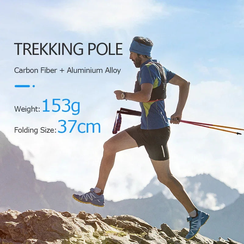 AONIJIE E4201 Lightweight Folding Trekking Poles – Carbon Fiber Quick Lock Trail Running Stick
