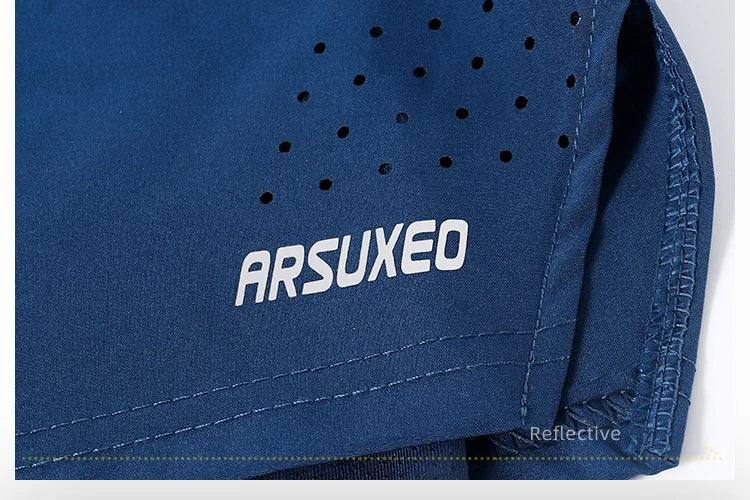 Men's 2 in 1 High Waist Training Gym Fitness Workout Sports Shorts Pants Double Layer B233