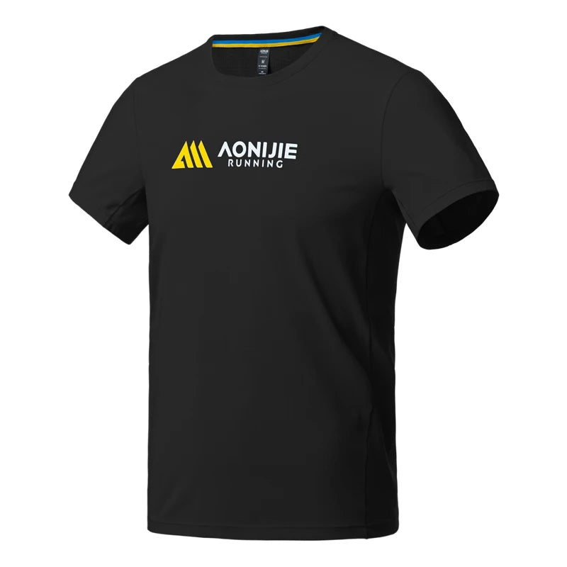 AONIJIE Men's Marathon Running T-Shirt – Quick-Dry Breathable Short Sleeve for Racing, Training & Daily Commute