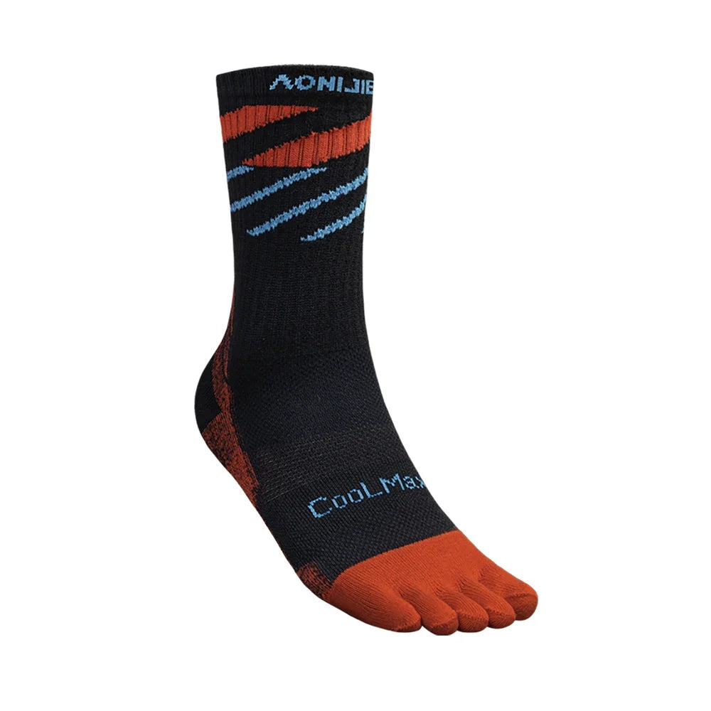 AONIJIE Long Tube Toe Socks – Warm, Breathable Five-Finger Running Socks for Hiking and Camping