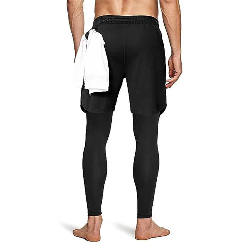 Men's Activewear Apparel: 2 in1 Training Athletic, Workout, Sportswear Tracksuit Pants / Rungear
