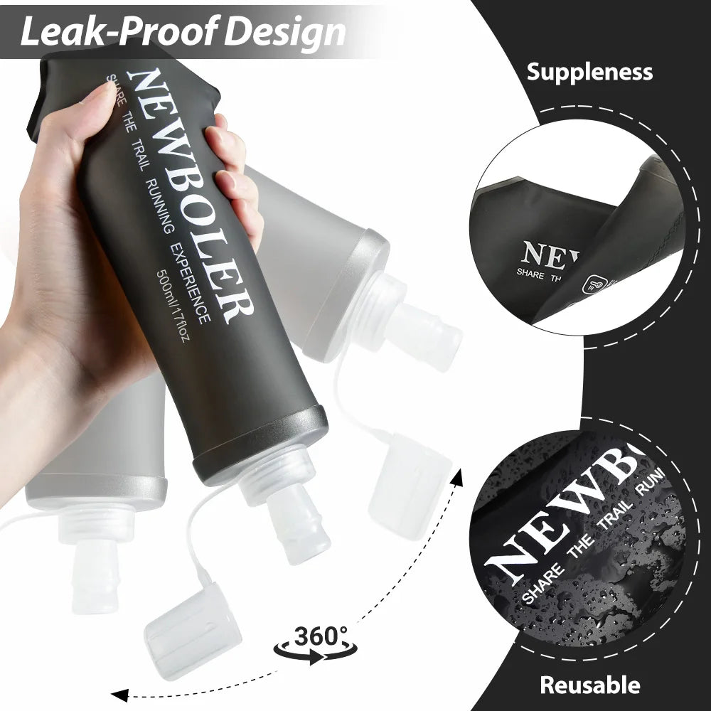 NEWBOLER Soft Flask – Foldable TPU Water Bottle | 150ml / 250ml / 500ml | Running, Hiking & Cycling
