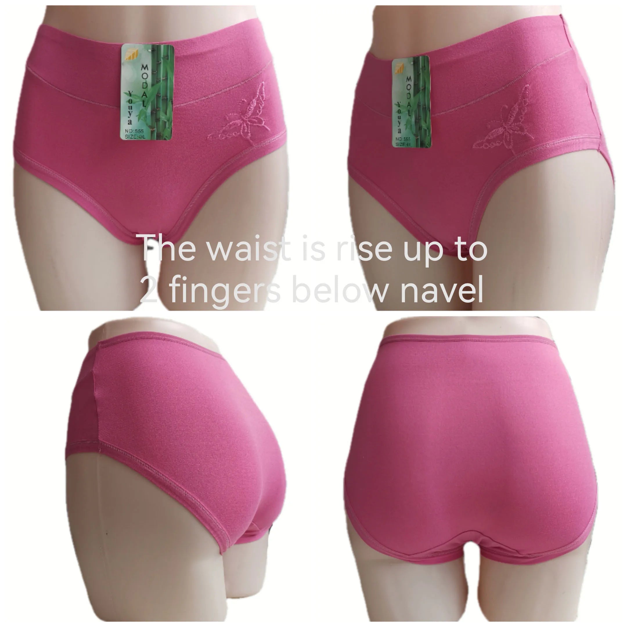 Soft Bamboo Breathable Embroidered Mid-Waist Women's Plus Sized Underwear Briefs