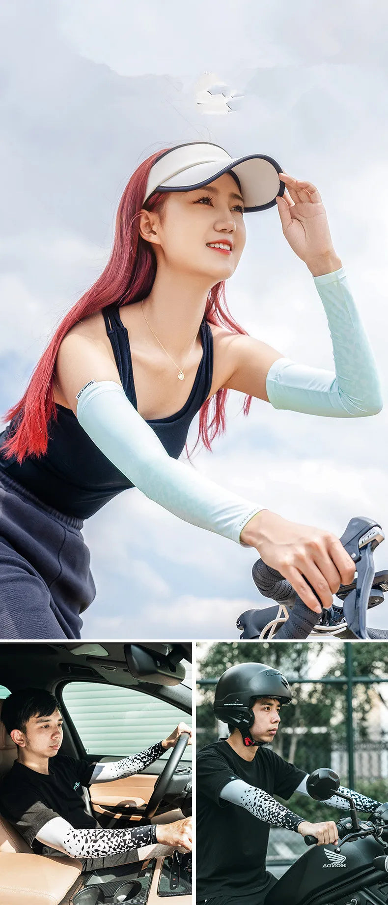 Compression Apparel Gear: ROCKBROS Breathable, Quick-Dry UV Protection Ice Fabric Sports Arm Sleeves / Rungear