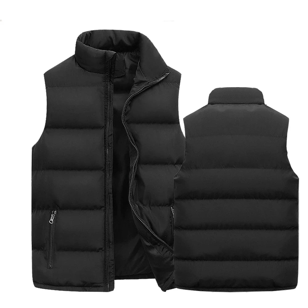 Men's Jacket Apparel: Warm, Waterproof, Winter Sleeveless Zipper Coat With Stand-Up Collar / Rungear