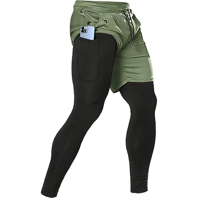 Men's Activewear Apparel: 2 in1 Training Athletic, Workout, Sportswear Tracksuit Pants / Rungear