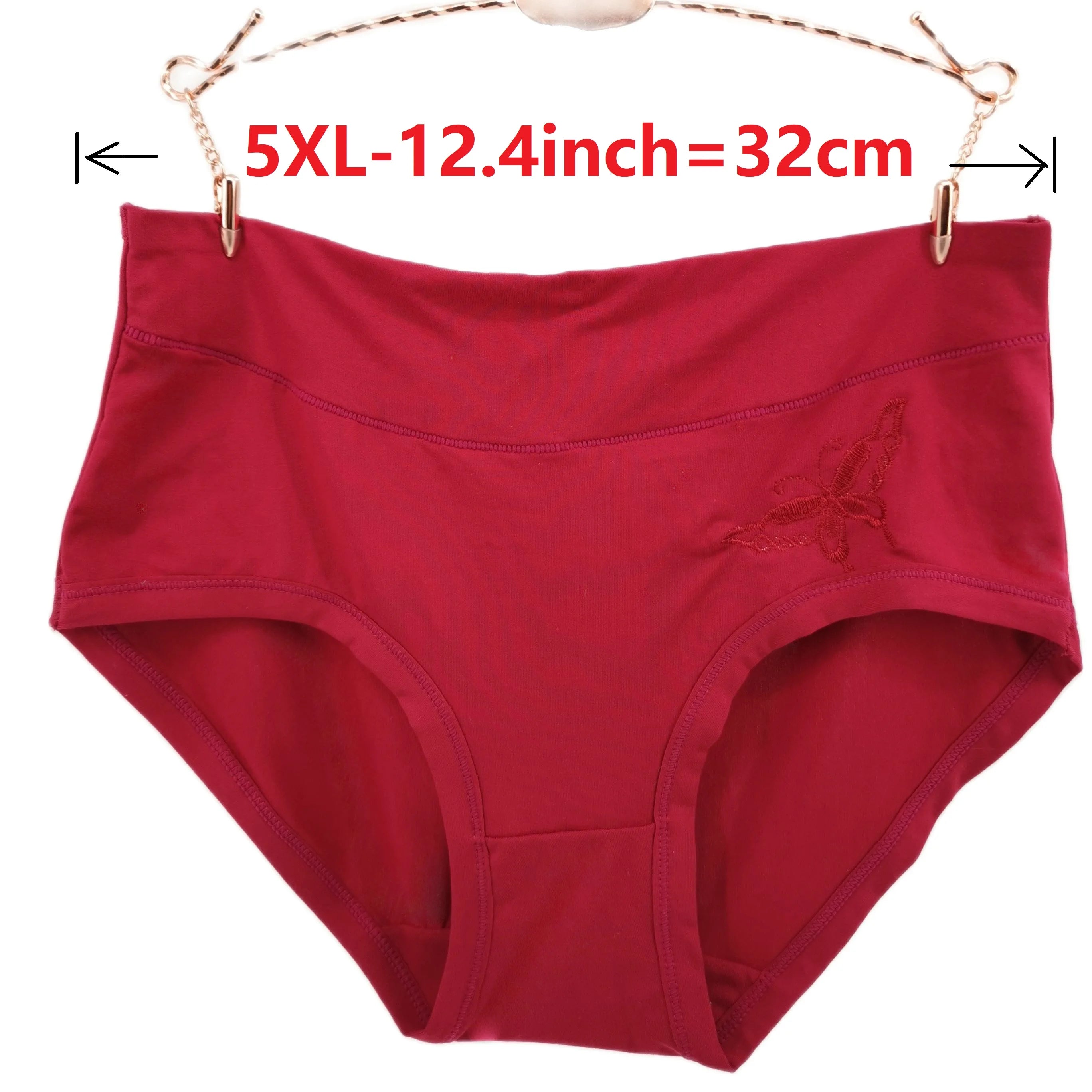 Soft Bamboo Breathable Embroidered Mid-Waist Women's Plus Sized Underwear Briefs
