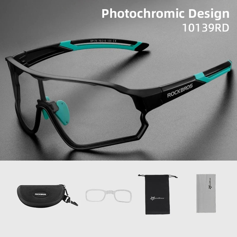 ROCKBROS Photochromic Sunglasses, UV400 Lightweight Flexible Sports Glasss for the Outdoors