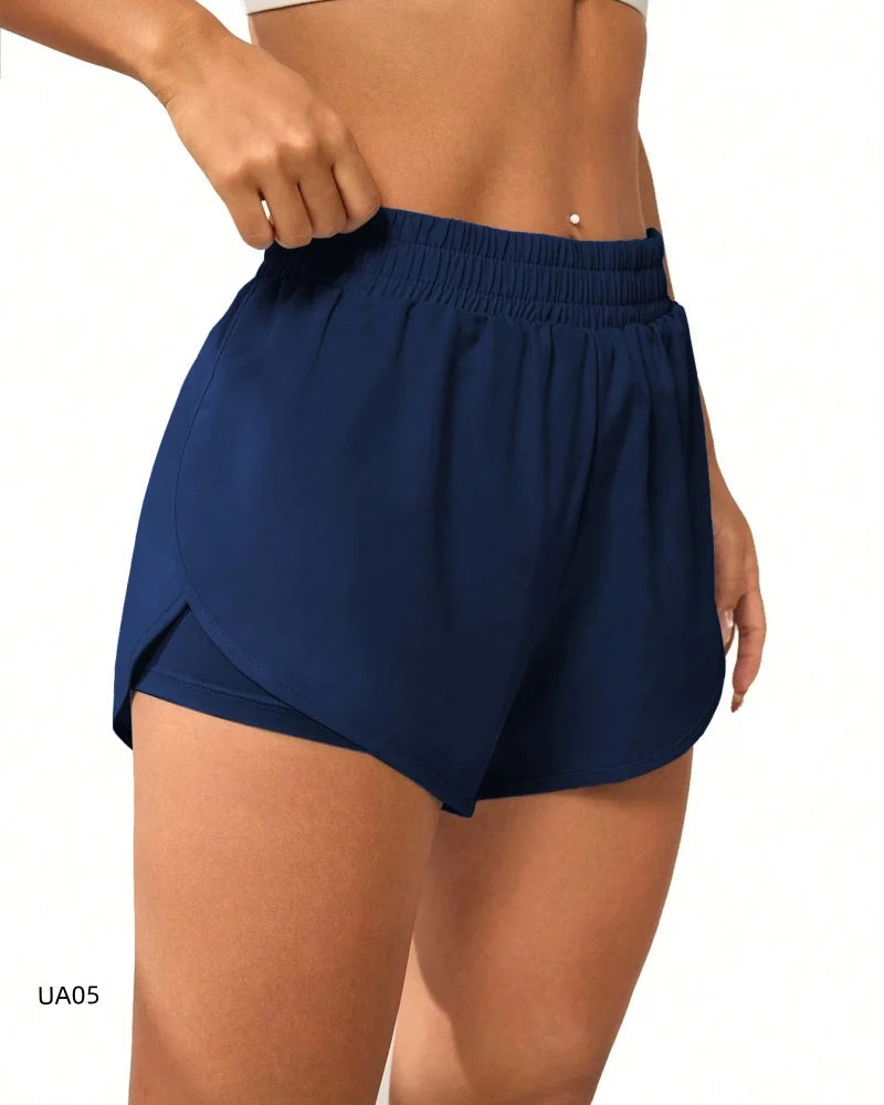 Women's 2-in-1 Quick Dry Running Shorts High Waist Yoga Gym Workout Sports Anti-Chafe Athletic Shorts Tennis And Beach