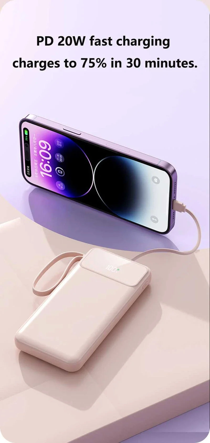 Tech Gear Accessories: 50000mAh 4-in-1 Large Capacity Power Bank With Built-in Cable / Rungear