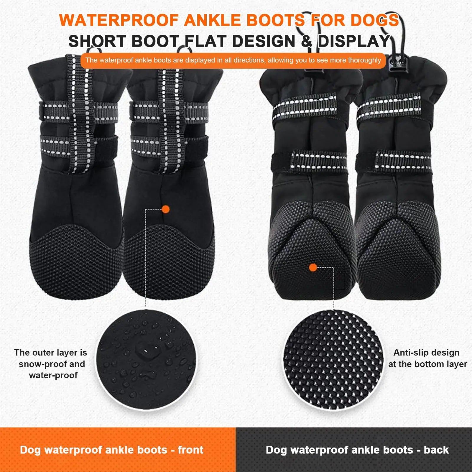 Dog Boots 4PC Set – Wool Anti-Slip Protective Booties for Medium & Large Dogs | Wound Recovery, Hiking, Outdoor & Beach