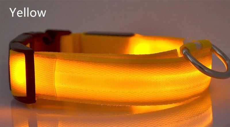 LED Light Night Safety Anti-Lost Nylon Adjustable Collar For Dogs