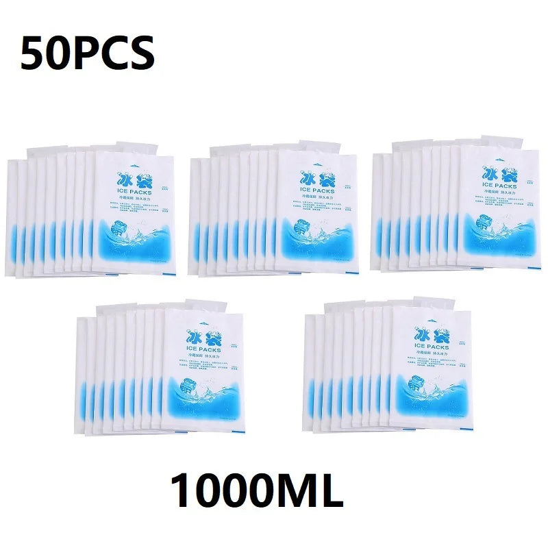 50-Pack Reusable Gel Ice Packs – Water Injection Cold Compress for First Aid, Pain Relief & Fresh Food Cooling