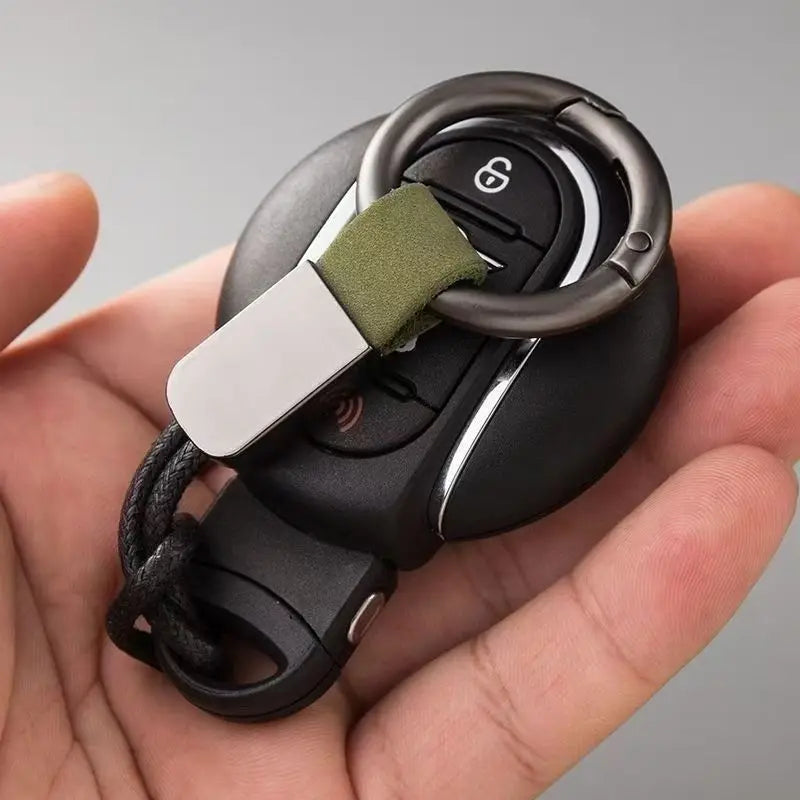 Key Accessories Gear: Simple, Woven, Unisex Suede Car Keychain with Lanyard / Rungear