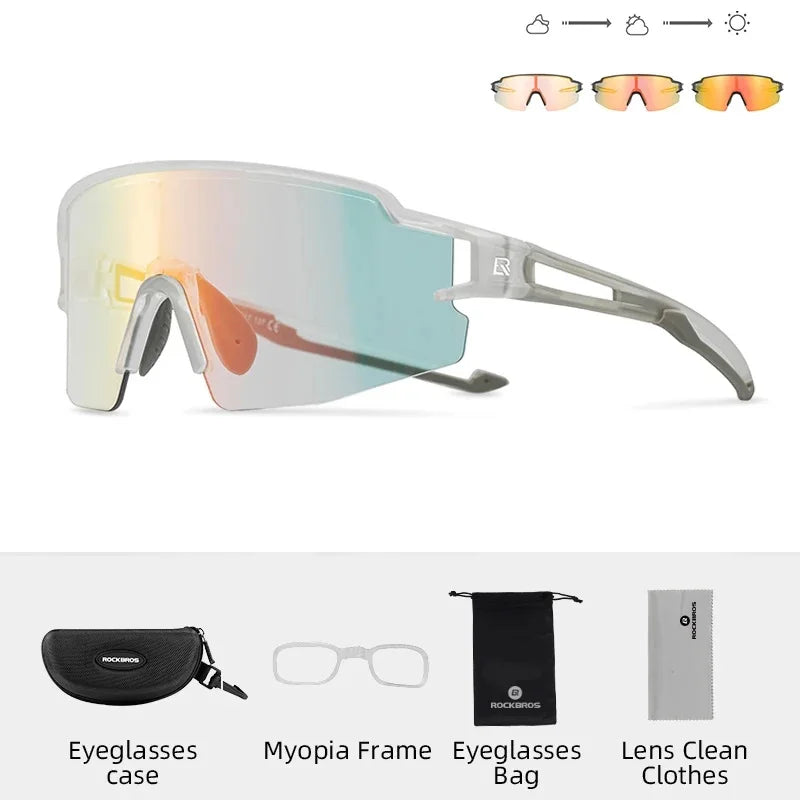 ROCKBROS Photochromic Sunglasses – UV400 Lightweight Anti-Glare Unisex Sports Sunglasses