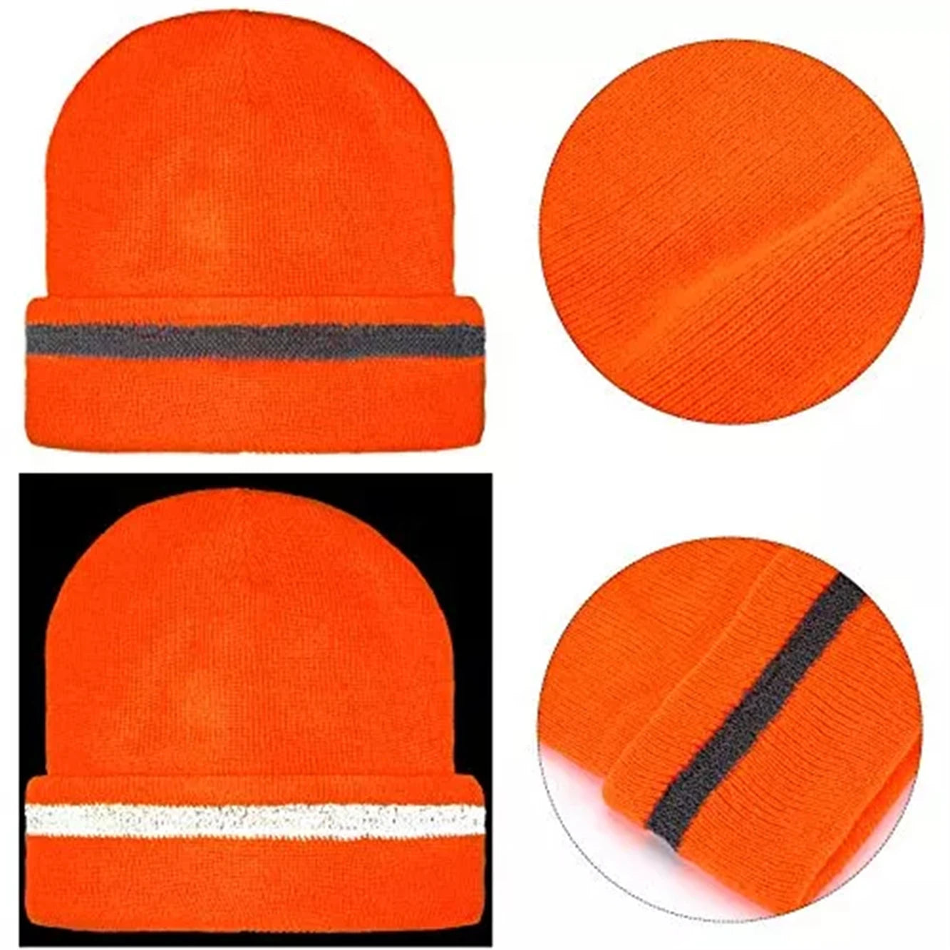 Reflective Hat Gear: Bright Color Beanie Winter Safety Night Running Warm, Knitted Hat Cuff Hat, Neon Colours / Rungear