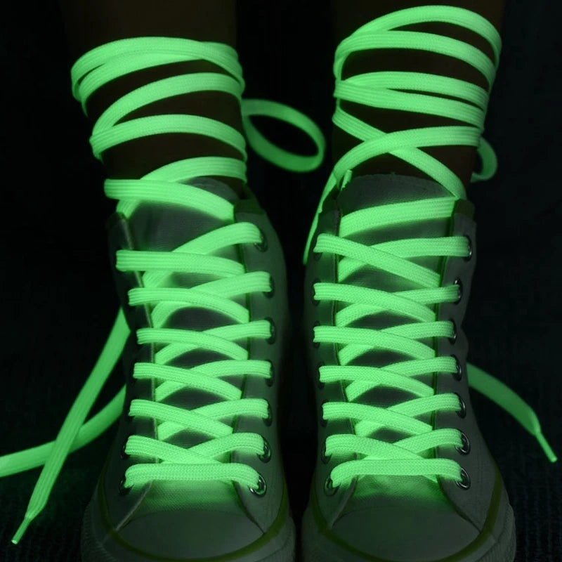 Luminous Glow-in-the-Dark Shoelaces – 6 Colours, Flat Design for Party, Night Running & Casual Wear