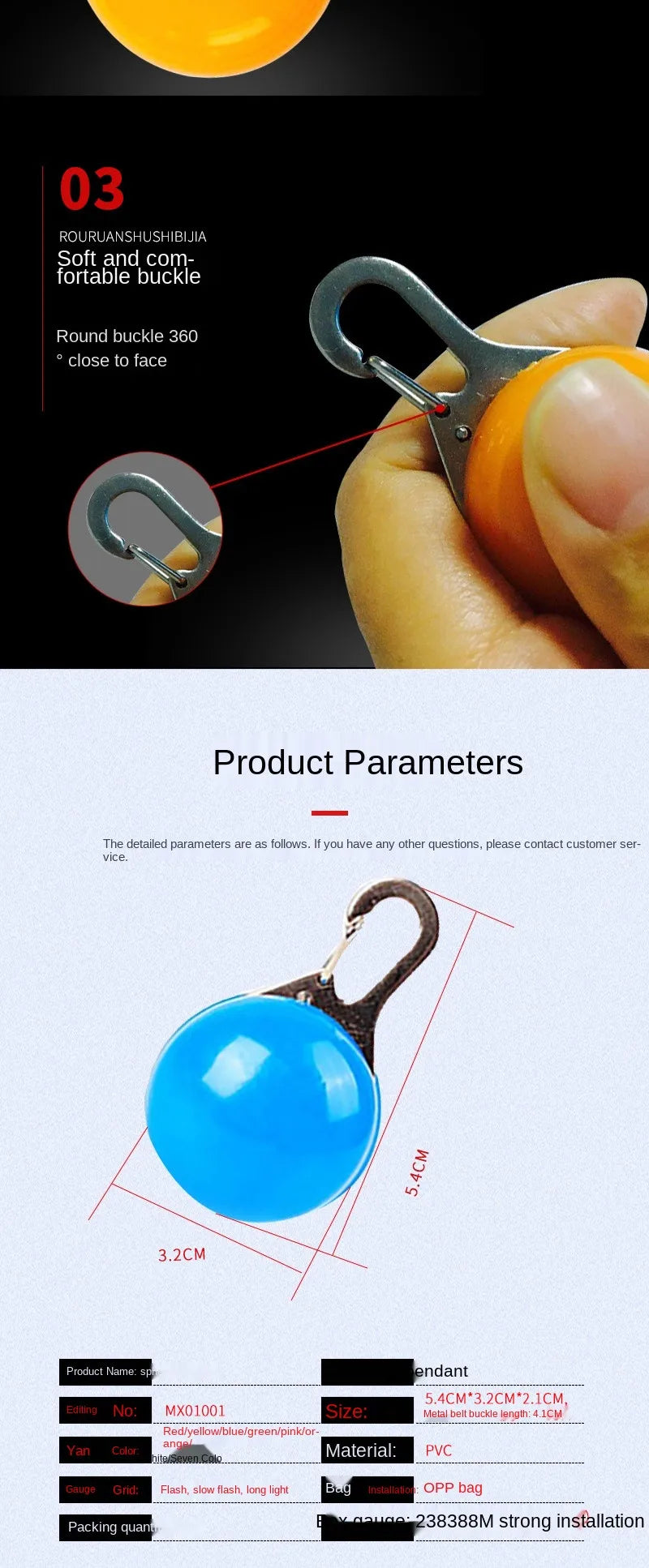 LED Dog Collar Light, Glow in The Dark Reflective Strip, Anti-Lost Night Safety Pendant for Pets Cat Christmas Gift