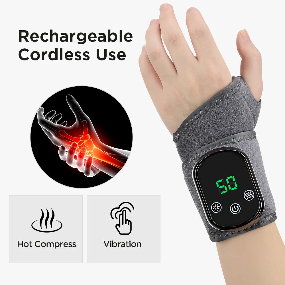 Electric Heating Wrist Brace Vibration Massage Hot Compress Ankle Wrap And Hand Protector Rechargeable Wristband