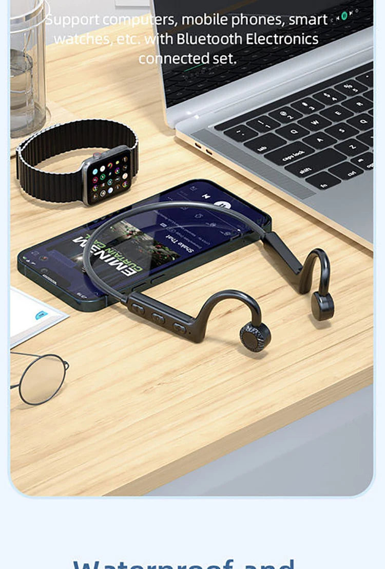 Running Tech Gear: Xiaomi Bone Conduction, Wireless, Waterproof Bluetooth Headset Ear Hooks For iPhone / Rungear