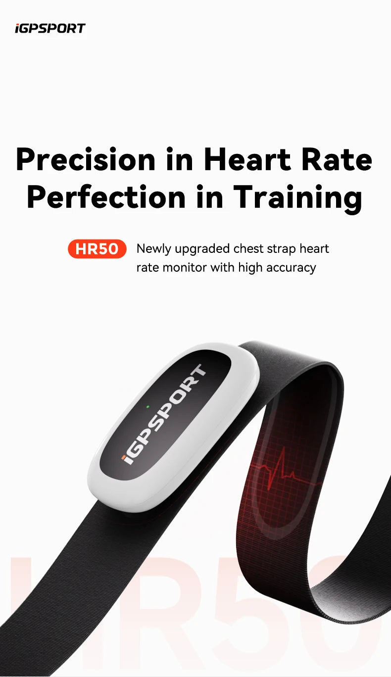 iGPSPORT HR50 Heart Rate Monitor with Chest Strap – ANT+ & Bluetooth Sensor for Cycling, Running & Fitness | Garmin, Bryton, XOSS Compatible | RUNGEAR