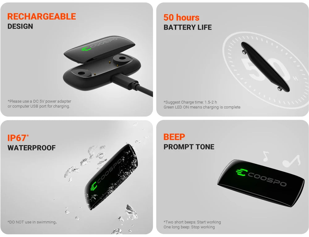 COOSPO H9Z Heart Rate Monitor Chest Strap | Bluetooth 5.0 & ANT+ | IP67 Waterproof