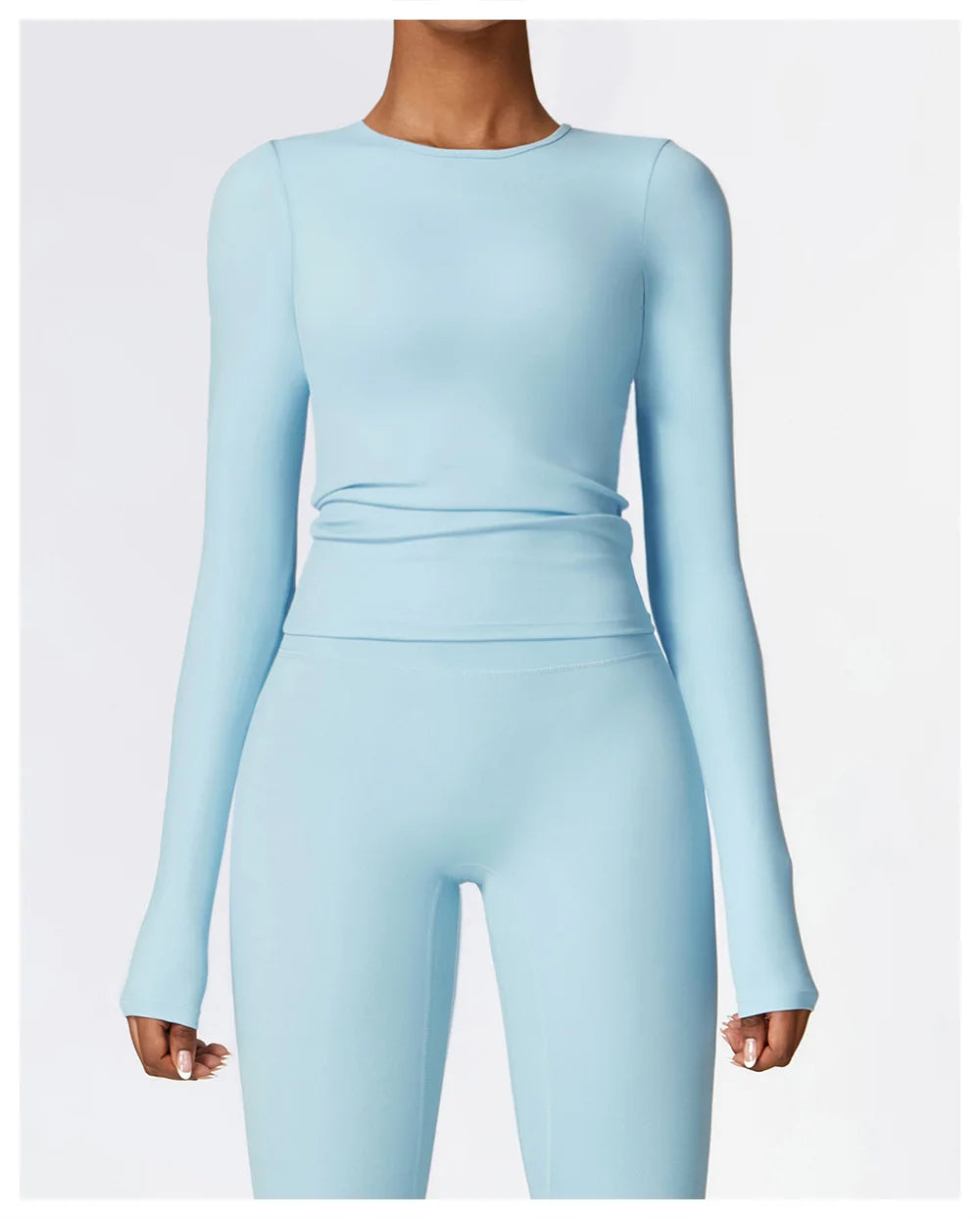Women's Quick Dry Apparel: Breathable, Long Sleeved, Round Neck, Crop Top Workout Running, Hiking Set / Rungear
