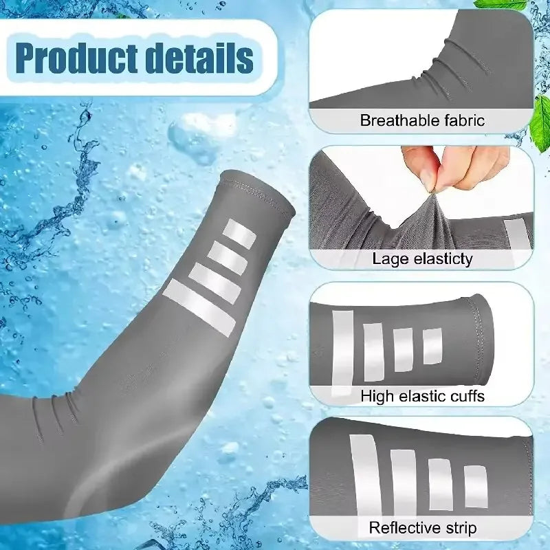 Running Gear Accessories: 1 Pair Ice Silk Arm Sleeves for Summer Quick-Drying Breathable Sun Protection Reflective Night Running Cycling Arm Covers