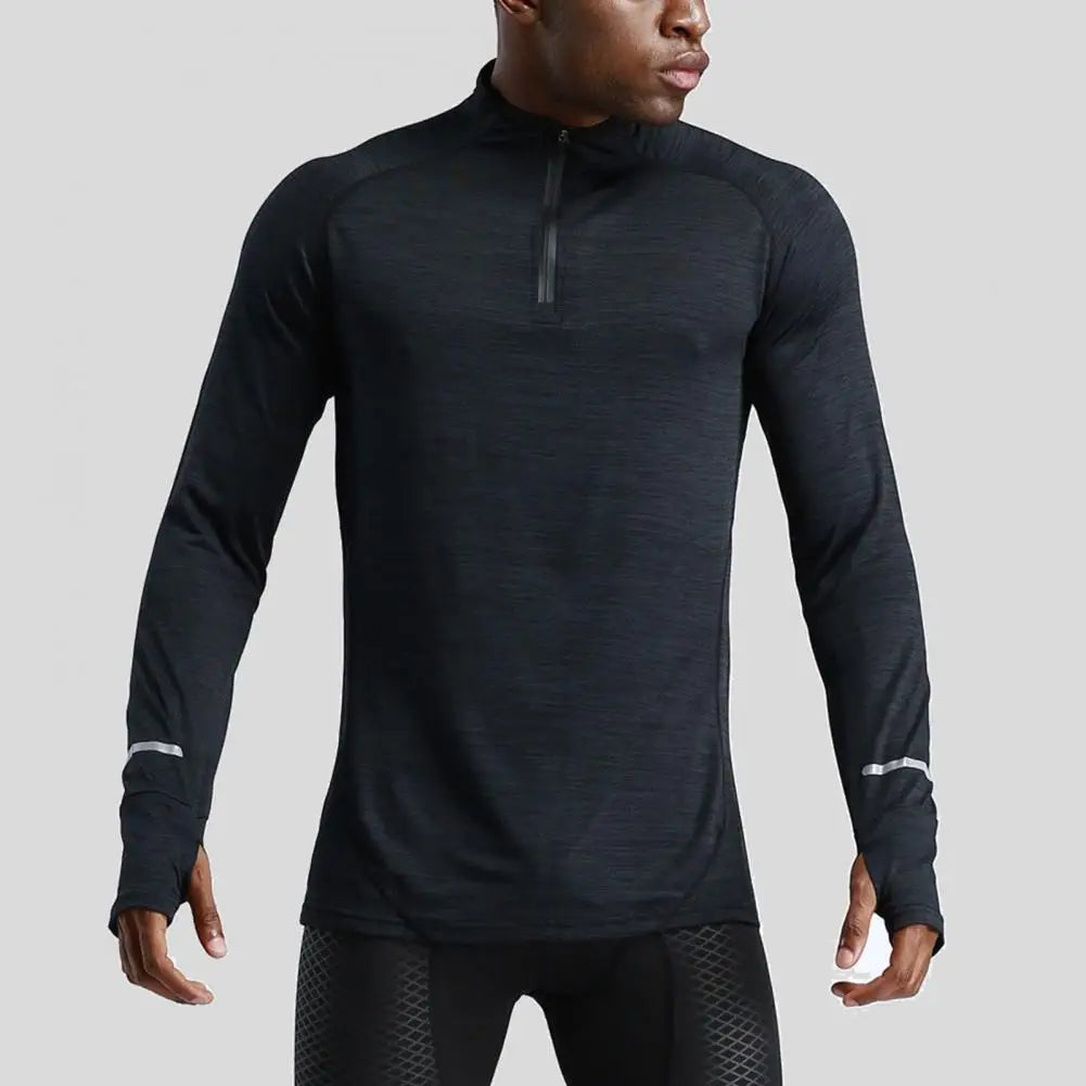 Men's Quick-Dry Apparel: Long Sleeve, Half-Zip, Pullover Running Compression Fitness Shirt / Rungear
