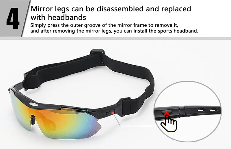 UV400 Sports Sunglasses with 5 Interchangeable Lenses | Running, Cycling & Outdoor