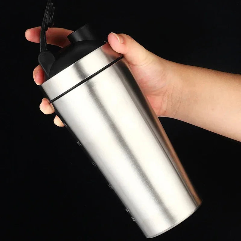 Stainless Steel Protein Shaker Bottle – 304 Steel, Leak-Proof Flip Lid | 500ml & 740ml