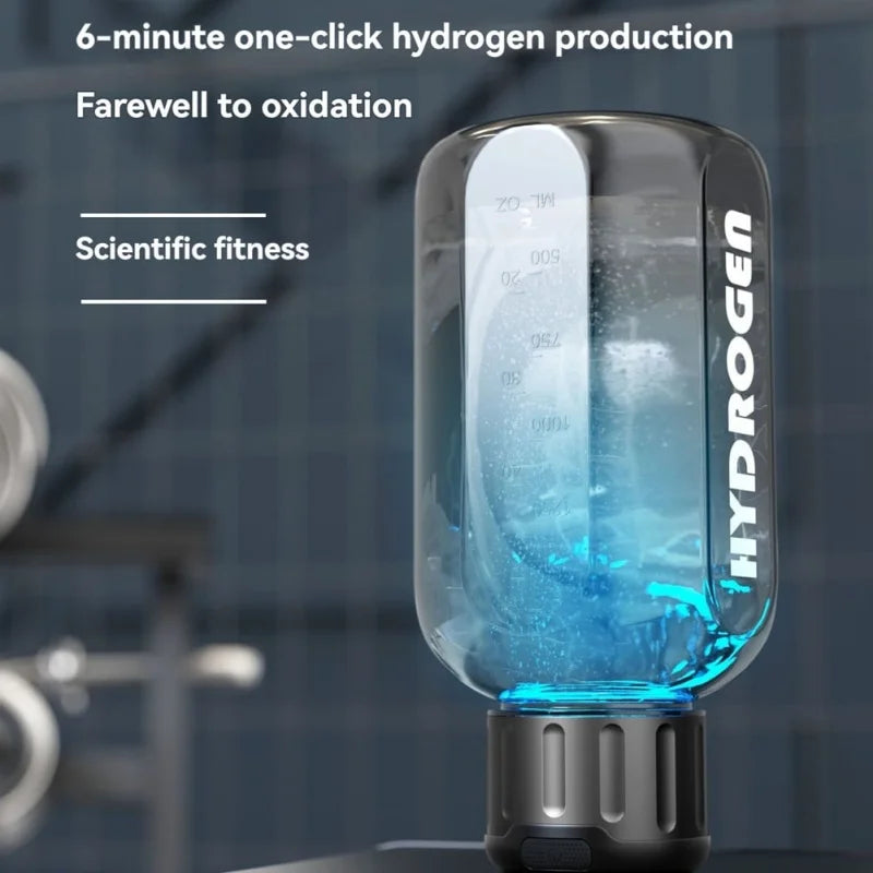 Running Hydration Accessories: 1500ml Hydrogen Water Bottle Generator Portable Water Ionizer Machine with PEM Technology Rechargeable, Rich Glass Cup / Rungear