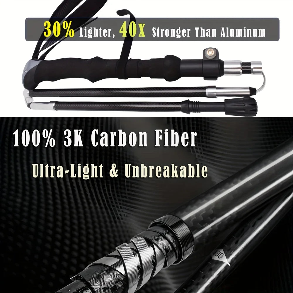 Premium 100% Carbon Fibre Trekking Poles – 2 Pack Adjustable Lightweight Hiking Sticks with Quick Flip Lock & Anti-Shock | RUNGEAR