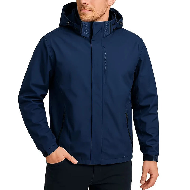 Men's Waterproof Hooded Running Jacket | Lightweight Windproof Raincoat